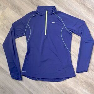 Nike - Dri Fit 1/2 Zip Running Pullover 438726-422 | Small: Purple Navy & Lime